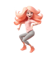 3d icône gens dessin animé Jeune roux femme célébrer objectif réalisation, la victoire. concept de la victoire et succès. gagner, élevé mains, mains en haut geste personnage isolé transparent png. génératif ai png