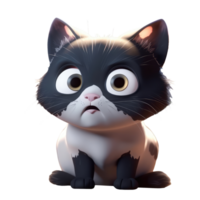3d icon cute happy funny sadness, surprise, confusion cat Illustration of character Cartoon pet minimal style on Isolated Transparent background. png