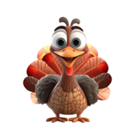 3D icon Cute Turkey, Happy Fall, character Illustration Thanksgiving Day, Happy Harvest, File Cartoon minimal style on isolated transparent background png. Generative ai png