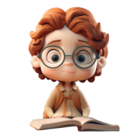 3d icoon avatar schattig tiener- meisje gaan naar school. schoolmeisje leerling met rugzak leerling wandelen en dragen studentenboeken. tekenfilm van eerste dag geïsoleerd Aan transparant PNG achtergrond. generatief ai