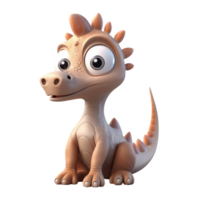 3d icona carino dino divertente dinosauro bambino illustrazione nel cartone animato stile su isolato trasparente png sfondo. generativo ai