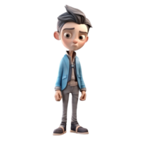 3d icon puzzled avatar cartoon concerned character man businessman in business suit looking at camera on Isolated Transparent background. png