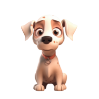 3d icona carino contento divertente cane illustrazione di personaggio cartone animato animale domestico minimo stile su isolato trasparente png sfondo. generativo ai