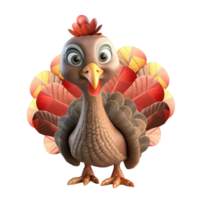 3D icon Cute Turkey, Happy Fall, character Illustration Thanksgiving Day, Happy Harvest, File Cartoon minimal style on isolated transparent background png. Generative ai png