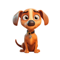 3d icon cute happy funny dog Illustration of character Cartoon pet minimal style on Isolated Transparent png background. Generative ai