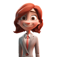 3d ícone avatar o negócio mulher com óculos ilustração do sorridente feliz garota. desenho animado fechar acima retrato do em pé menina em isolado em transparente png fundo. generativo ai