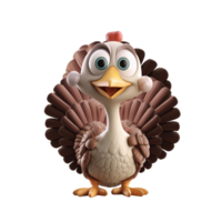 3D icon Cute Turkey, Happy Fall, character Illustration Thanksgiving Day, Happy Harvest, File Cartoon minimal style on isolated transparent background png. Generative ai png