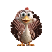 3D icon Cute Turkey, Happy Fall, character Illustration Thanksgiving Day, Happy Harvest, File Cartoon minimal style on isolated transparent background png. Generative ai png