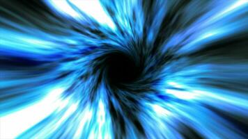 Blue hypertunnel spinning speed space tunnel made of twisted swirling energy magic glowing light lines abstract background video