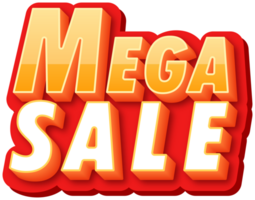Mega Sale label, alphabet 3d text effect, promotion discount label templates png