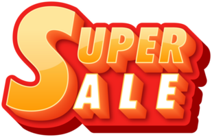 Super Sale label, alphabet 3d text effect, promotion discount label templates png