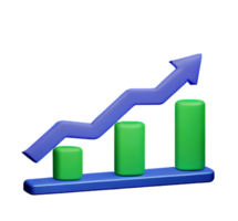 azione grafico grafico attività commerciale freccia mercato aumentare successo i soldi profitto plastica 3d icona ai generato png