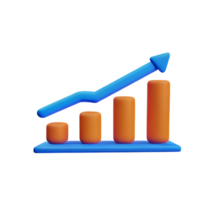 estoque gráfico gráfico o negócio seta mercado aumentar sucesso dinheiro lucro plástico 3d ícone ai gerado png