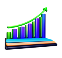 estoque gráfico gráfico o negócio seta mercado aumentar sucesso dinheiro lucro plástico 3d ícone ai gerado png