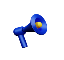 megaphone plastic 3D announcement communication equipment loud sound volume blue icon ai generated png