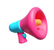 megaphone plastic 3D announcement communication equipment loud sound volume pink icon ai generated png