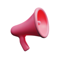 megaphone plastic 3D announcement communication equipment loud sound volume pink icon ai generated png