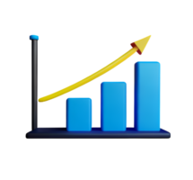 estoque gráfico gráfico o negócio seta mercado aumentar sucesso dinheiro lucro plástico 3d ícone ai gerado png