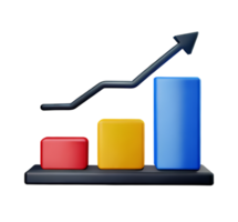 azione grafico grafico attività commerciale freccia mercato aumentare successo i soldi profitto plastica 3d icona ai generato png