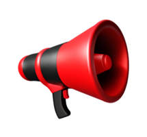 megaphone plastic 3D announcement communication equipment loud sound volume red icon ai generated png