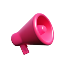 megaphone plastic 3D announcement communication equipment loud sound volume pink icon ai generated png