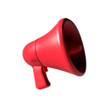 megaphone plastic 3D announcement communication equipment loud sound volume red icon ai generated png