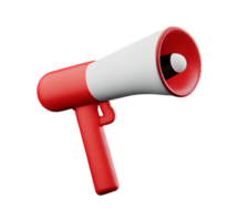 megaphone plastic 3D announcement communication equipment loud sound volume red icon ai generated png