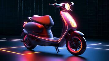 scooter de un hermosa transporte con futurista diseño. ai generado. foto