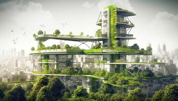 City dedicated to sustainable engineering and environmental responsibility. Urban development, implementing innovative green engineering projects. photo