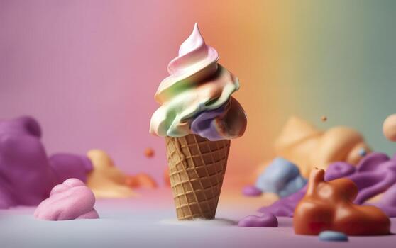 Ice cream abstract background with empty space for text. photo