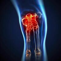 A cgi view of an inflamed joint on blue. photo