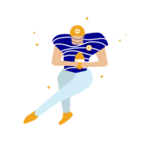 Rugby player. Cartoon Rugby player in action and motion. png