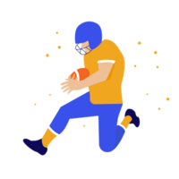 Rugby player. Cartoon Rugby player in action and motion. png