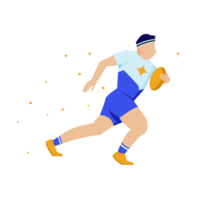 Rugby player. Cartoon Rugby player in action and motion. png