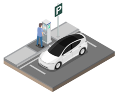 Parking Isometric Composition, Man pay parking free at machine png