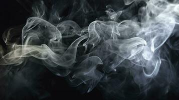 The close up view reveals the mesmerizing patterns and textures within the smoke, The ethereal quality of the smoke against the dark background. AI Generative photo