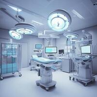 equipment and medical devices in modern operating room. AI Generative photo