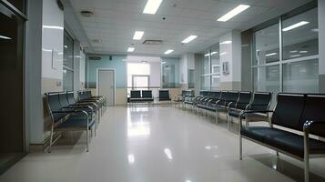 Empty modern waiting room in a hospital. Generated ai. photo