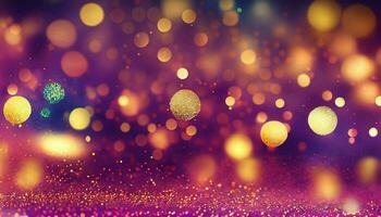 AIGenerated, golden glitter texture Colorfull Blurred abstract background for birthday, anniversary, new year eve or Christmas. photo
