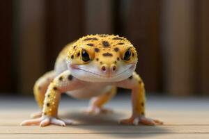 Cute Leopard gecko in nature, national geography, Wide life animals. AI Generated. photo