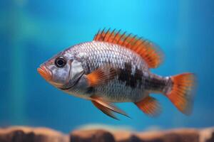 Very cute Cichlid, full body in nature, national geography, Wide life animals. AI Generated. photo