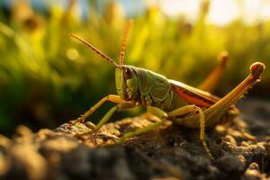 Grasshoppers in nature, national geography, Wide life animals. AI Generated. photo