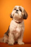 Very cute Shih Tzu in nature, national geography, Wide life animals. AI Generated. photo