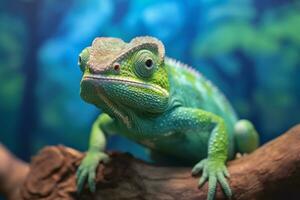 Cute Chameleon in nature, national geography, Wide life animals. AI Generated. photo
