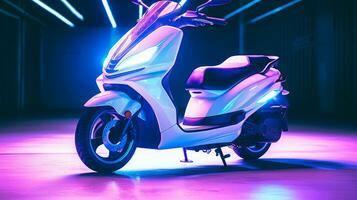 Moped of a beautiful Transportation with futuristic design. AI Generated. photo