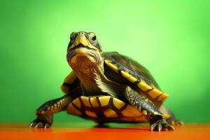 Very cute Red-eared Slider in nature, national geography, Wide life animals. AI Generated. photo