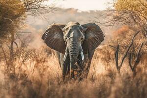 Elephant in nature, national geography, Wide life animals. AI Generated. photo