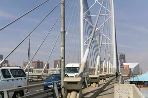 Johannesburg, South Africa, August 13 2018 The Nelson Mandela Bridge in Downtown Johannesburg, South Africa near the Central Park Train Station photo