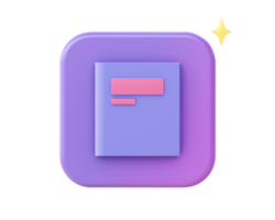 3d machen von lila Buch Symbol zum ui ux Netz Handy, Mobiltelefon Apps Sozial Medien Anzeigen Design png