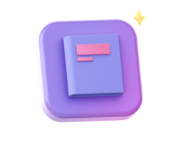3d render of purple book side icon for UI UX web mobile apps social media ads design png